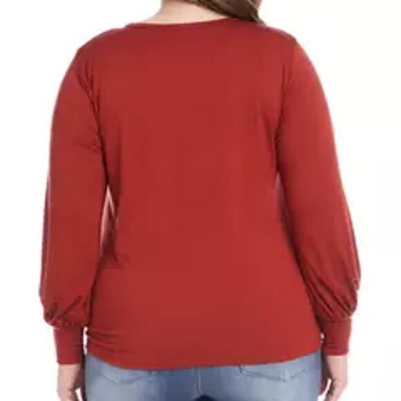 Karen Kane Rust Long Sleeve Plus Size Side Pick Up Top Size 3X - Picture 10 of 12